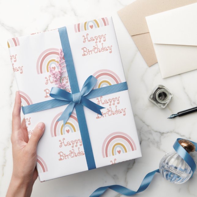 Papel De Presente Padrão rosa do arco-íris (Presentear)