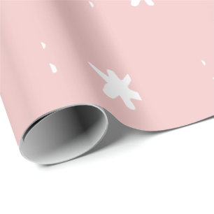 Papel De Presente Padrão Rosa e Branco