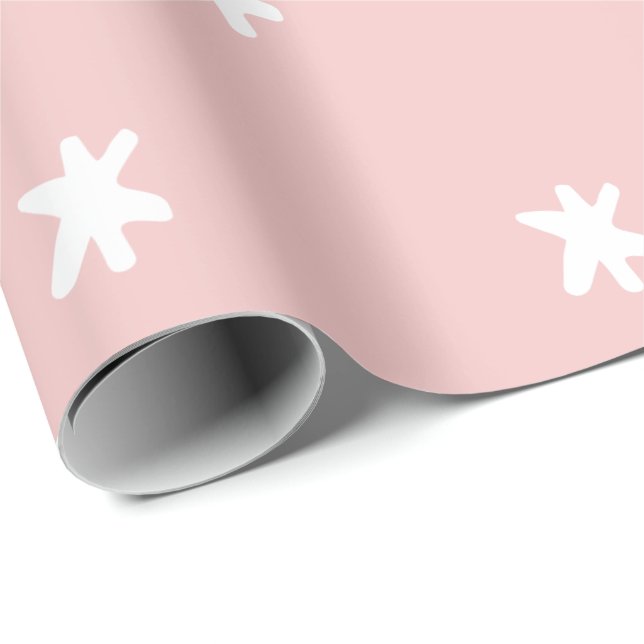 Papel De Presente Padrão Rosa e Branco (Ponta do rolo)