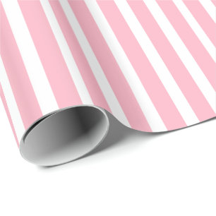Papel De Presente Padrão Rosa Moderno em Stripes Brancas