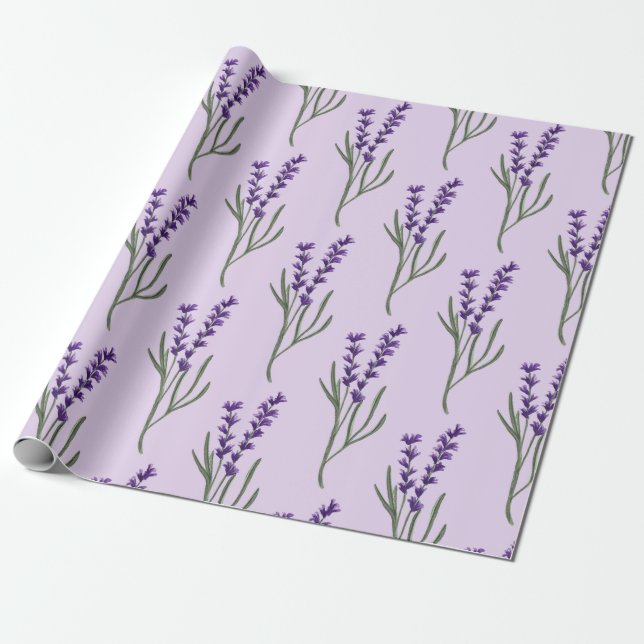 Papel De Presente Padrão Roxo de Papel de Encapsulamento de lavanda (Desenrolado)