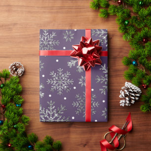 Papel De Presente Padrão Roxo dos Flocos de Neve