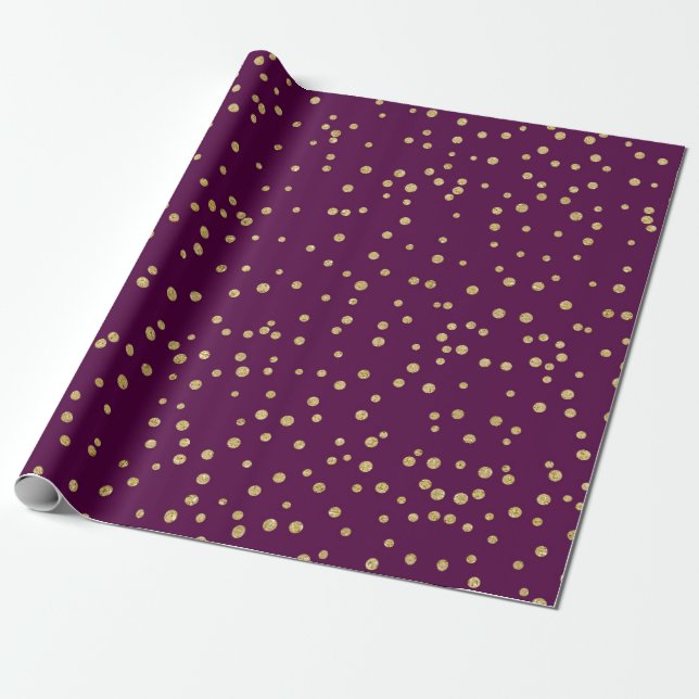 Papel De Presente Padrão Roxo/Dourado (Desenrolado)