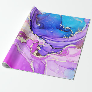 Papel De Presente Padrão Roxo e Azul Minimal Sem Emenda com Brilho