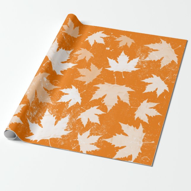 Papel De Presente Padrão Rustic Autumn Fall Deixa (Desenrolado)