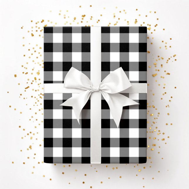 Papel De Presente Padrão Rustic Farmhouse Black & White Verificado (Rustic Farmhouse Black & White Checked Pattern Wrapping Paper)