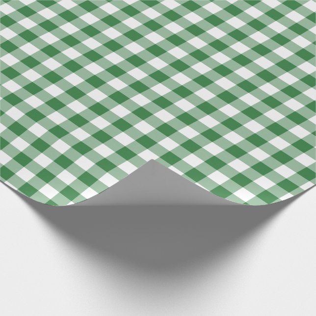 Papel De Presente Padrão Rustic Green and White Gingham (Ponta)