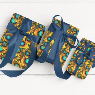 Papel De Presente Padrão Rustic Sunflower Seamless