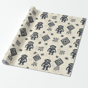 Papel De Presente Padrão Safari da Selva do Macaco Boho (2)
