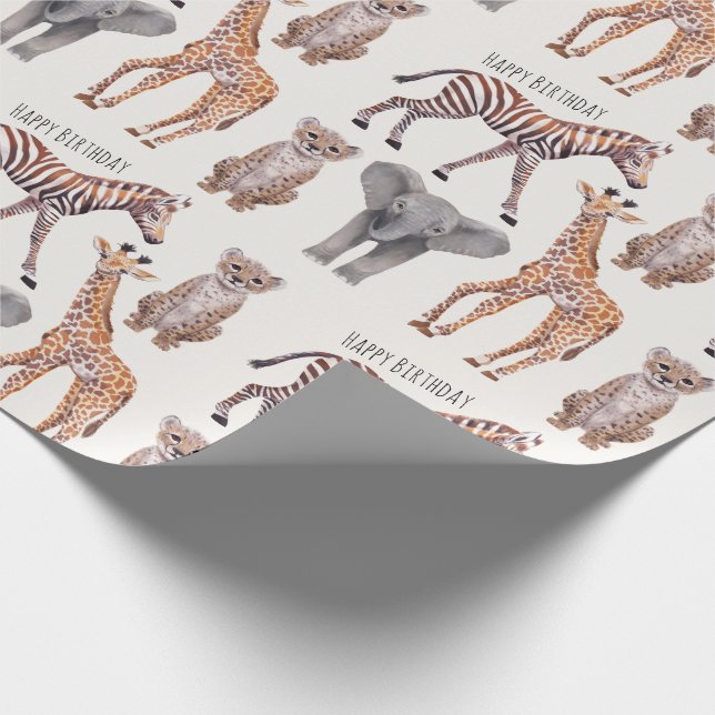 Papel De Presente Padrão Safari De Bebês Personalizado  (Ponta)