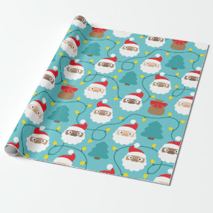 Papel De Presente Padrão Santa Clauses