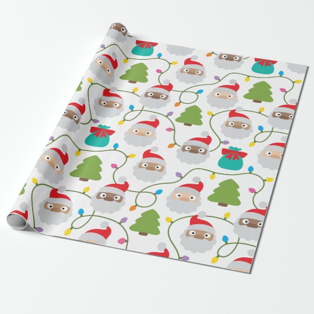 Papel De Presente Padrão Santa Clauses (Desenrolado)