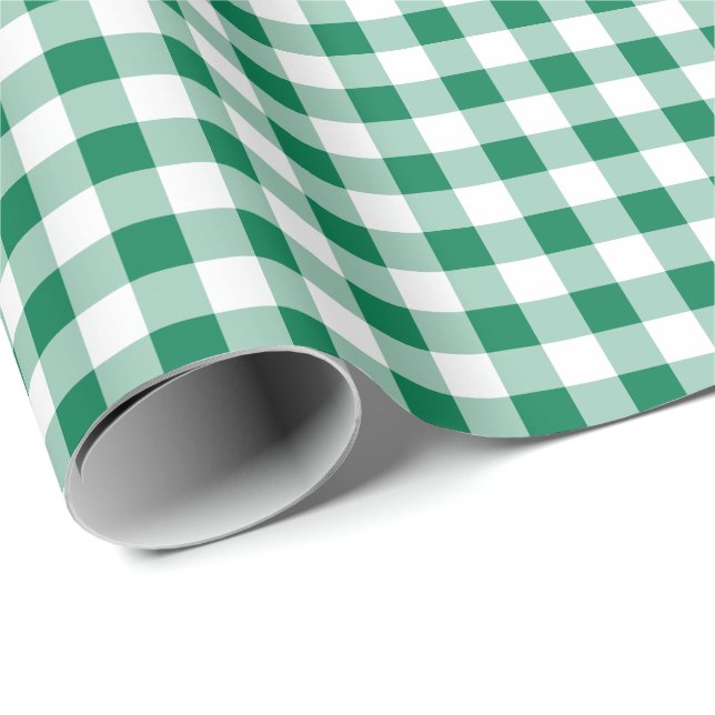 Papel De Presente Padrão Seamless Xadrez Verde Clássico (Ponta do rolo)