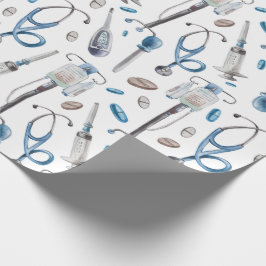 Papel De Presente Padrão sem costura aquarela de material médico