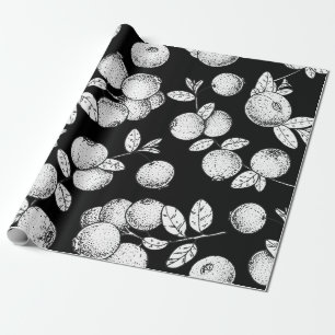 Papel De Presente Padrão sem costura com amora. Desenho desenhado à
