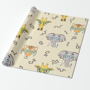 Papel De Presente Padrão sem costura com animais africanos fofos: g