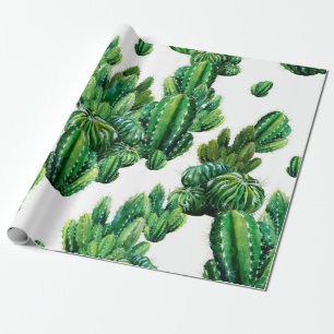 Papel De Presente Padrão sem costura com cactos aquarela. Cactus ill