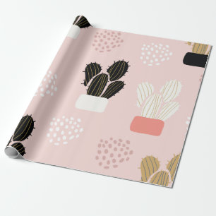 Papel De Presente Padrão sem costura com cactus suculentos folhas