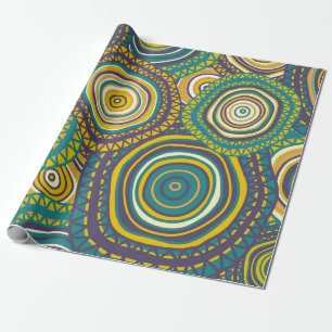Papel De Presente Padrão sem costura com círculo ornamental desenhad