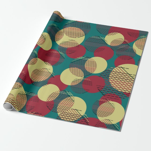 Papel De Presente Padrão sem costura com círculos e linhas.  (Desenrolado)