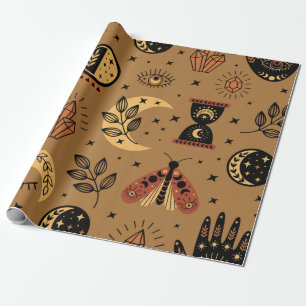 Papel De Presente padrão sem costura com elementos mágicos