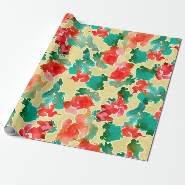 Papel De Presente Padrão sem costura com flores Abstrato desenhadas  (Desenrolado)