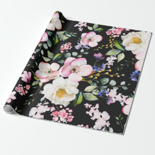 Papel De Presente Padrão sem costura com flores e folhas de primave