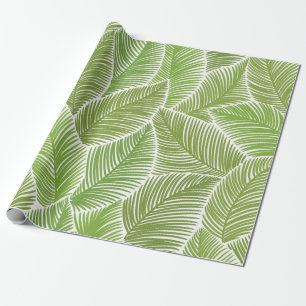Papel De Presente Padrão sem costura com folhas de palma verdes