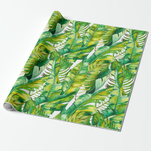 Papel De Presente Padrão sem costura com folhas tropicais de banana
