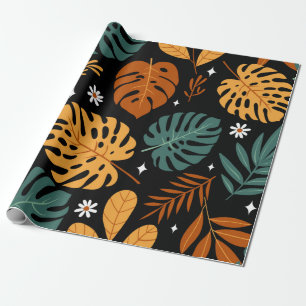 Papel De Presente Padrão sem costura com folhas tropicais diferente