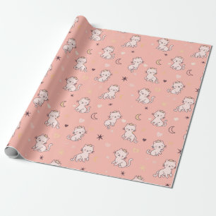 Papel De Presente padrão sem costura com gatinhos vestindo li fofo