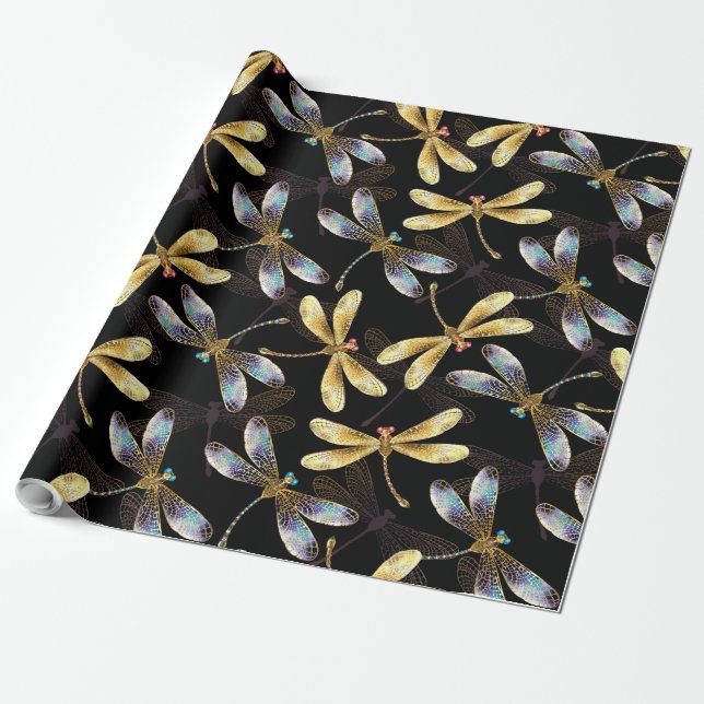 Papel De Presente Padrão sem costura com Ouros (Desenrolado)