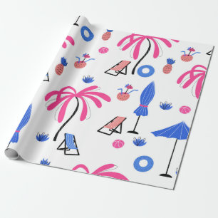 Papel De Presente Padrão sem costura com palmeiras abacaxis coconu