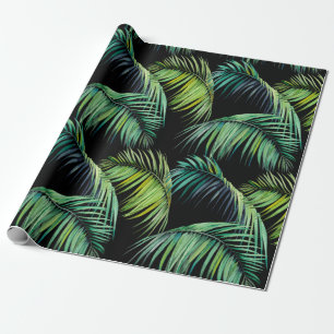 Papel De Presente Padrão sem costura com palmeiras tropicais. Água