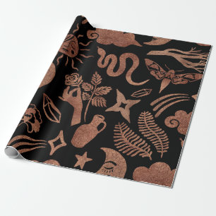 Papel De Presente Padrão sem costura com símbolos místicos e mág