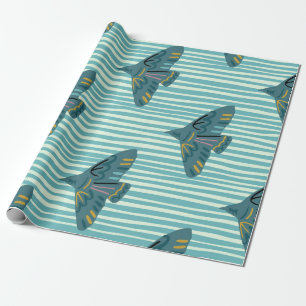 Papel De Presente Padrão sem costura com terra criativa de aves dese
