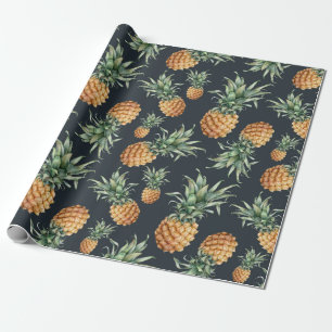Papel De Presente Padrão sem costura de aquarelas com abacaxi madur