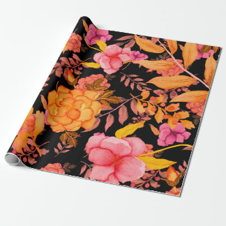 Papel De Presente Padrão sem costura de aquarelas com flores. Vintag