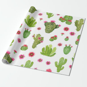 Papel De Presente Padrão sem costura de cacto pintado manualmente c