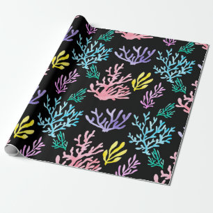 Papel De Presente Padrão sem costura de corais pintados com aquarel