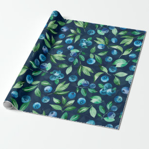 Papel De Presente Padrão sem costura de mirtilo de Watercolor, berr