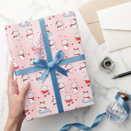 Papel De Presente Padrão sem costura de Natal do Urso Polar Bonito