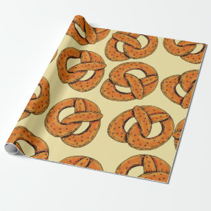 Papel De Presente Padrão sem costura de outono com pretzels,october