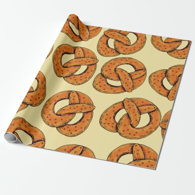 Papel De Presente Padrão sem costura de outono com pretzels,octoberf (Desenrolado)