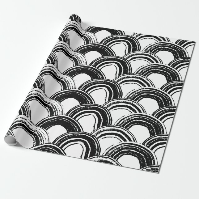 Papel De Presente Padrão sem costura de vinheta com régua de pincel  (Desenrolado)