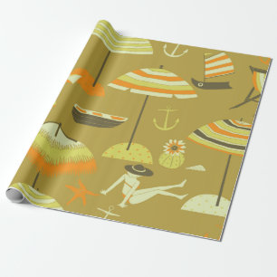 Papel De Presente Padrão sem costura feliz no verão