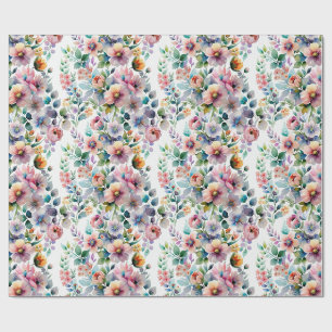 Papel De Presente Padrão Sem Costura Floral de Aquarela