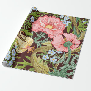 Papel De Presente Padrão sem costura floral, fundo com arte no