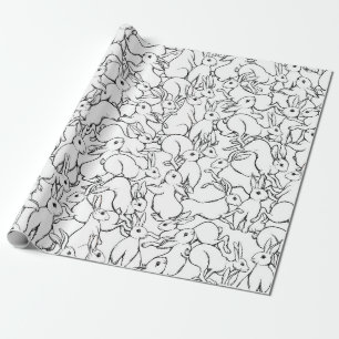 Papel De Presente Padrão sem costura, fundo com coelhos fofos, ha