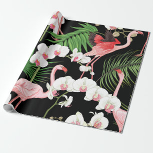 Papel De Presente Padrão sem costura, fundo com plantas tropicais,